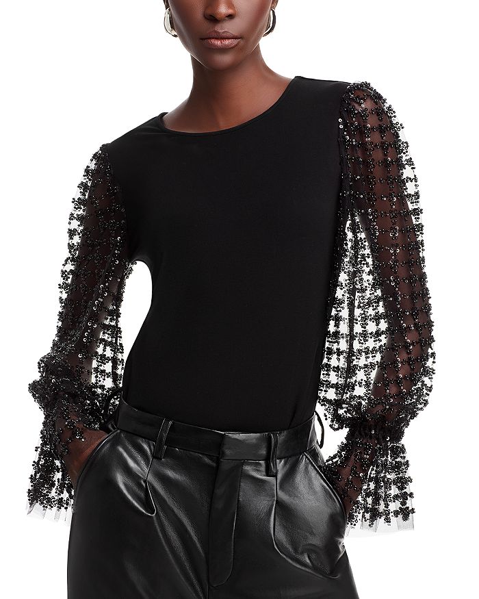 

Топ Robinne Mixed Media Elie Tahari, черный