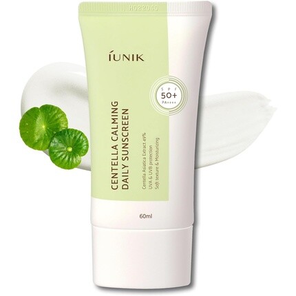 

Iunik Centella Calming Vegan Moisture Spf 50+ Pa++++ Нелипкий легкий ежедневный солнцезащитный крем Reef-Safe Matte-Finish 2 унции бета-глюкана