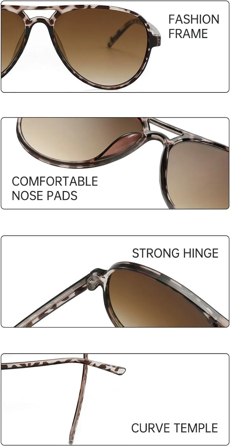 

Большие солнцезащитные очки-пилот для женщин и мужчин, популярные винтажные солнцезащитные очки 70-х годов, мужские очки с двойной перемычкой mincl, Clear Gray