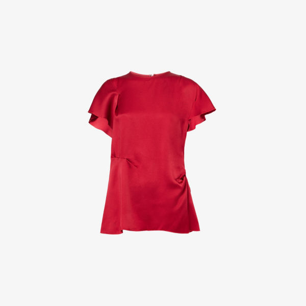 

Тканый топ с драпированными короткими рукавами Victoria Beckham, цвет rose