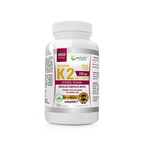 

Wish Pharmaceutical, витамин K2 Mk-7 Natto 200 мкг - 120 капсул