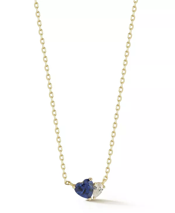 

Изящное ожерелье в форме сердца из серебра 14 карат с двумя камнями, покрытое золотом Rachel Zoe, blue