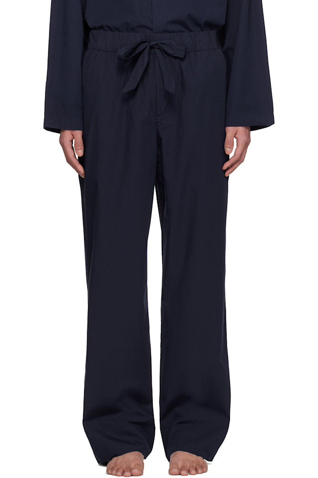 

Пижамные брюки из поплина Tekla, цвет true navy