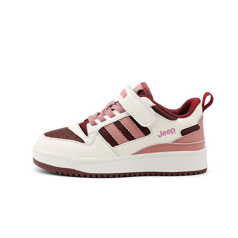 

Износостойкие низкие детские скейтерские кроссовки бежельно-бордовые Kids' Jeep