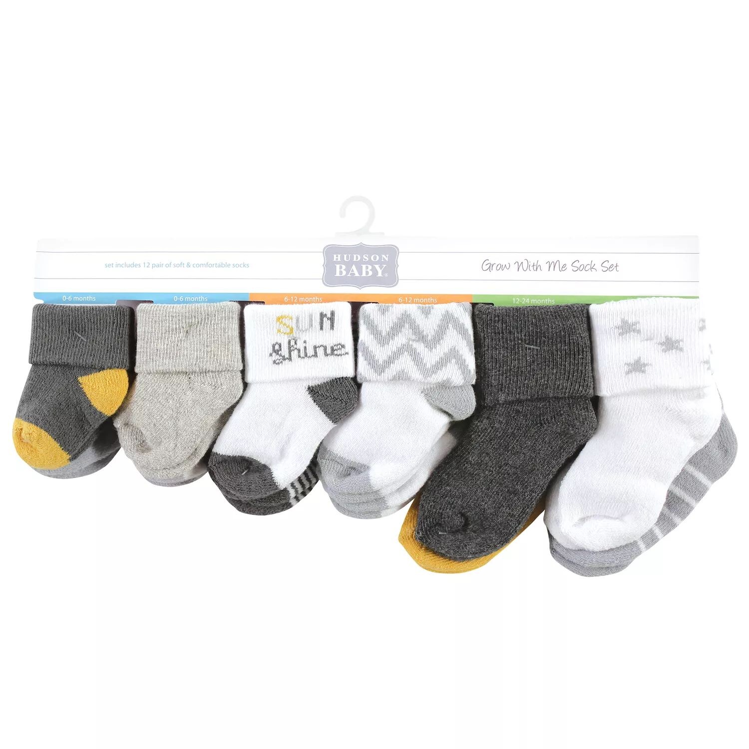 

Носки унисекс Baby Grow With Me, 12 шт, Sunshine Hudson Baby