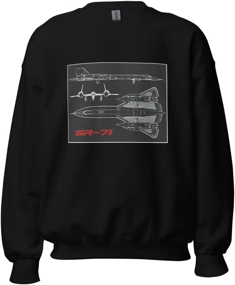 Generic Толстовка с принтом SR-71 Blackbird Blueprint Sketch Art Military High Altitude Spy Plane Aircraft Aviation SR71A