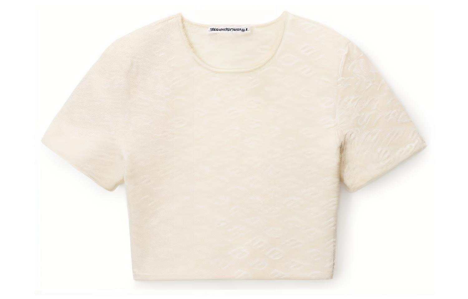 

Укороченный топ с жаккардовым логотипом Alexander Wang, Ecru