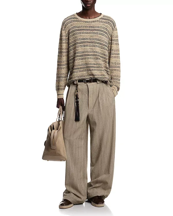 Вязаный жаккардовый свитер из хлопковой смеси Emporio Armani, Beige/Black