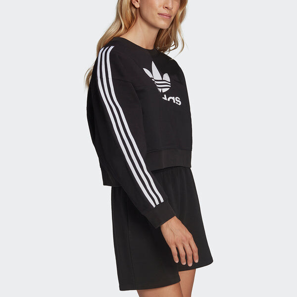 Толстовка (WMNS) Adidas Originals Splicing Logo Sweatshirt 'Black', черный — фото 4