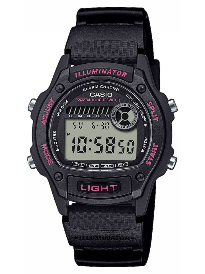 

Casio Кварцевые часы-хронограф с будильником для женщин и подростков, антрацитово-черный цвет