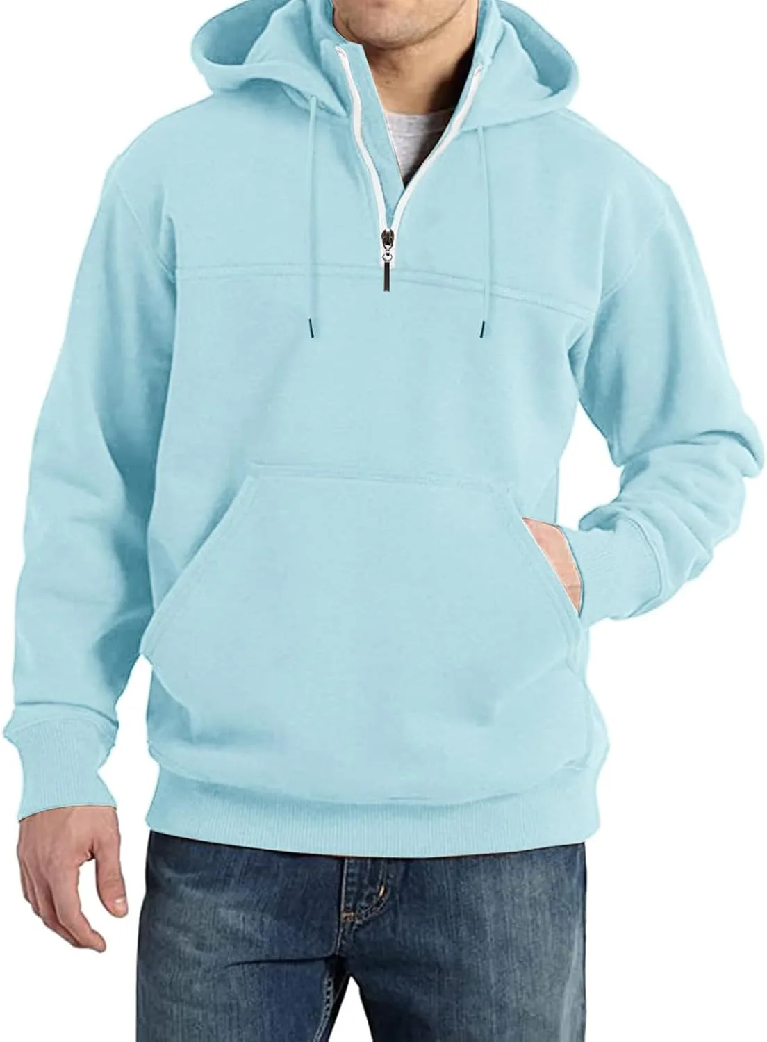 

Толстовка с капюшоном Quarter Zip Up, свободный крой, с карманом