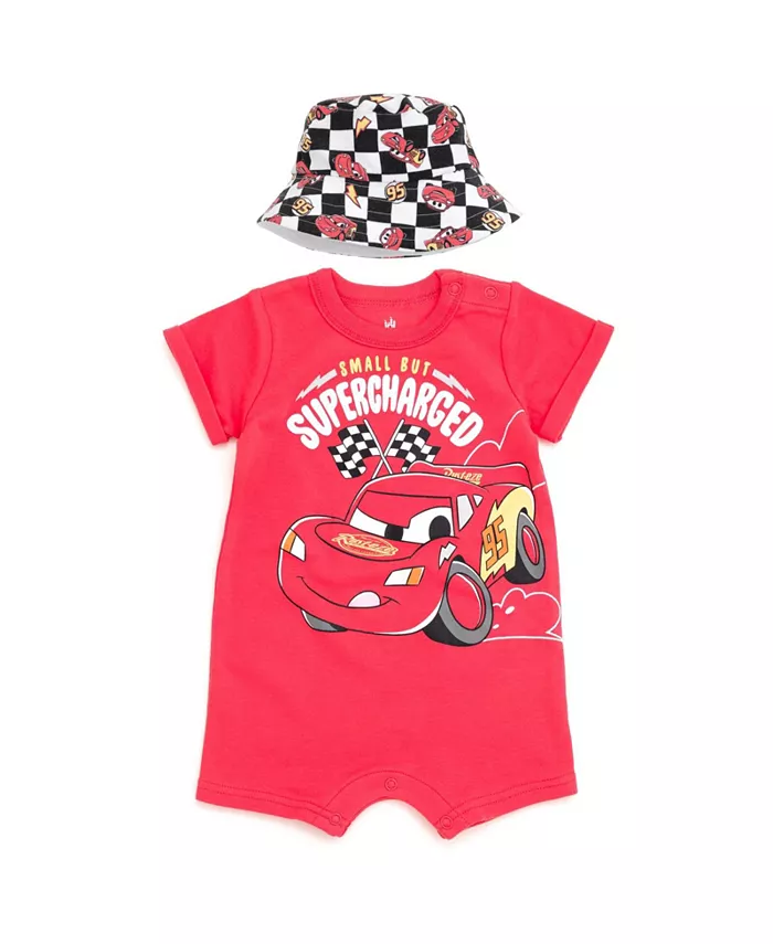 

Комплект для мальчиков: комбинезон Lightning McQueen и шляпа-ведро от солнца Cars, красный
