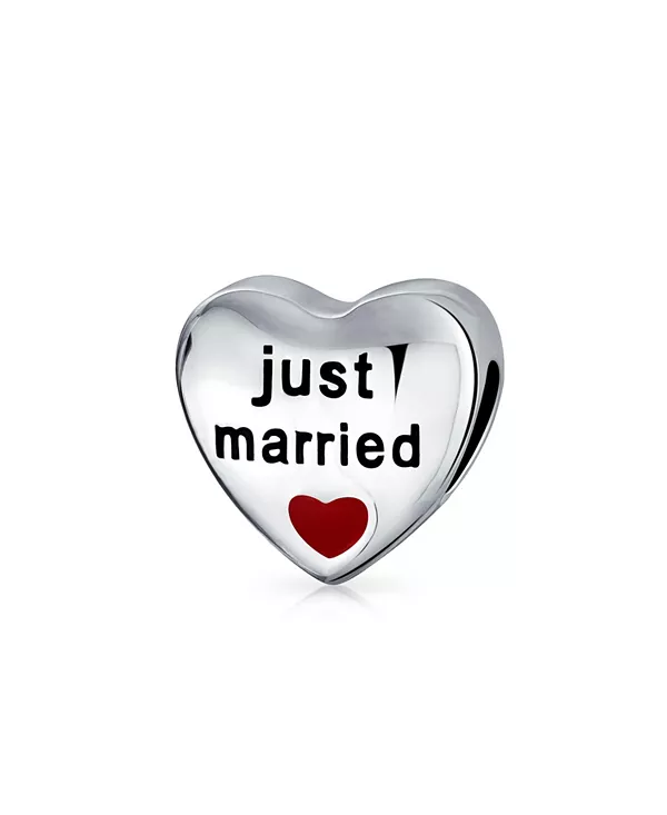 

Двухсторонняя бусина-подвеска в форме сердца с надписью «Молодожены» из серебра 925 пробы Bling Jewelry, silver