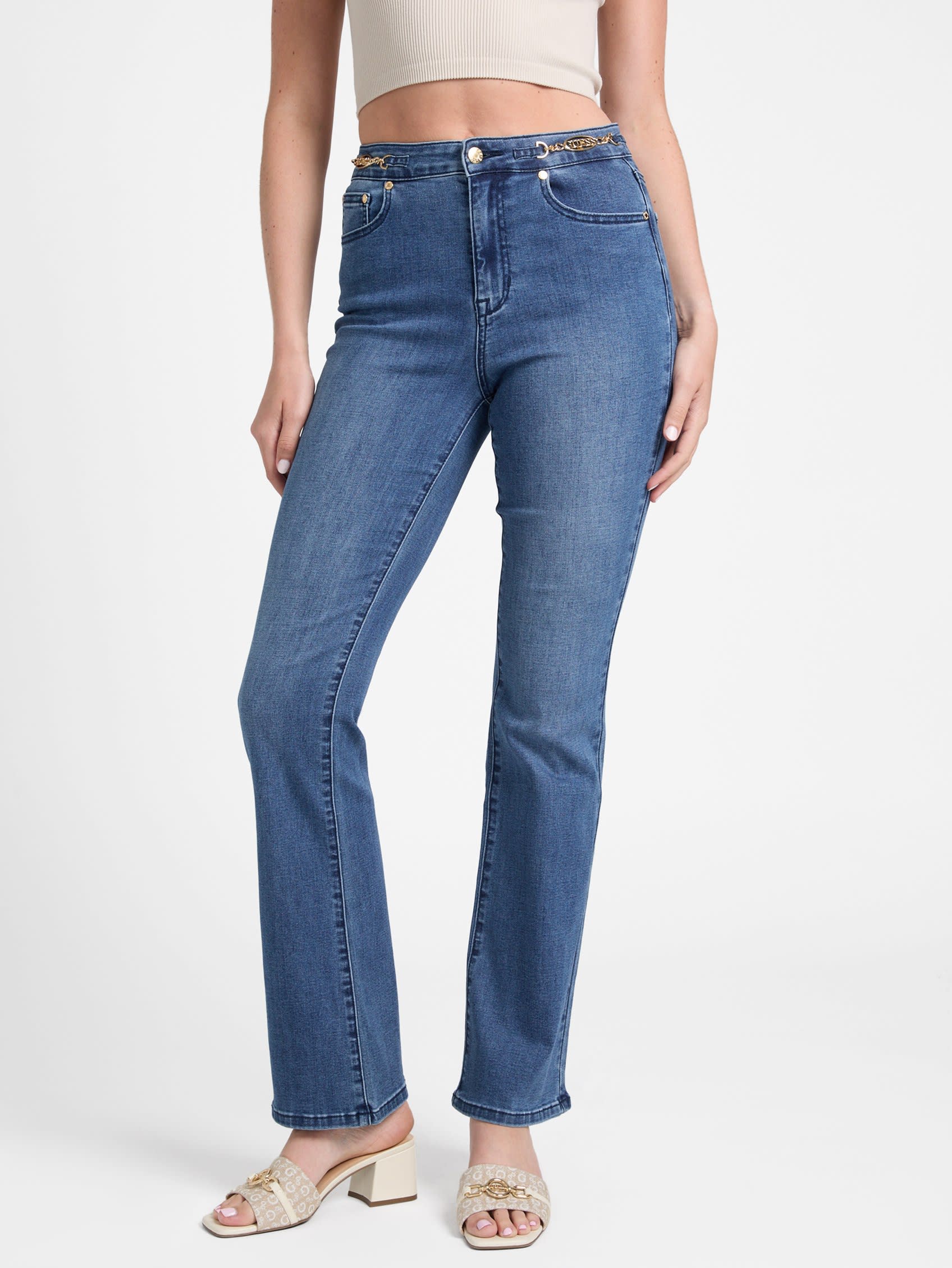 

Эко Линн джинсы с расклешенными штанинами Guess Factory, Medium Wash