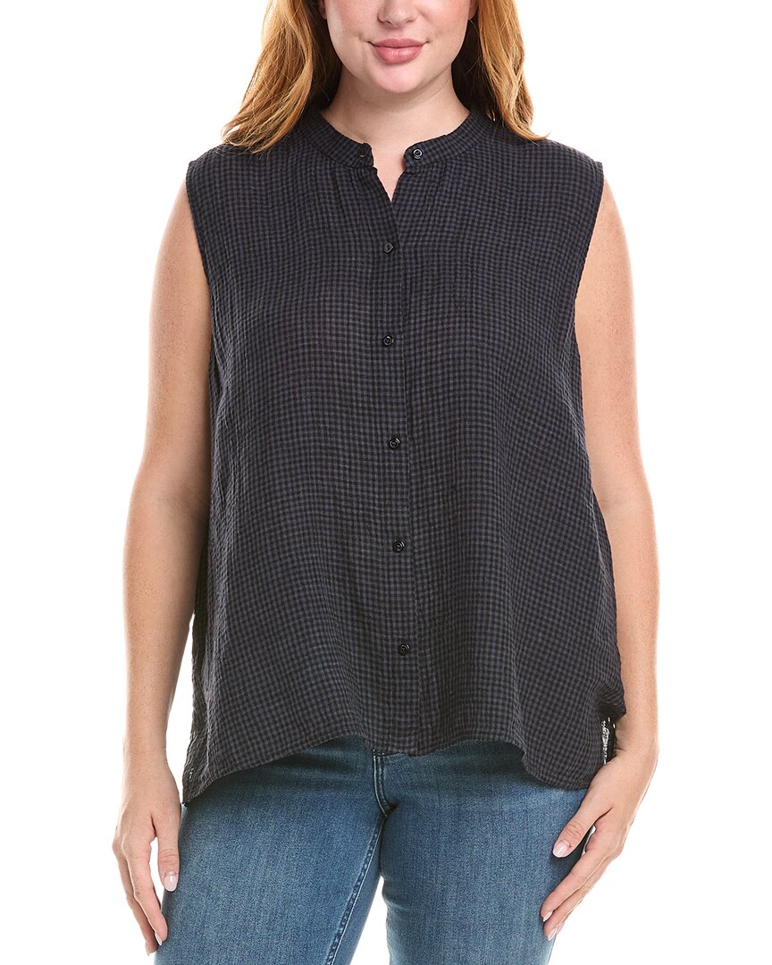 

EILEEN FISHER Plus Льняная рубашка с воротником-стойкой, синий