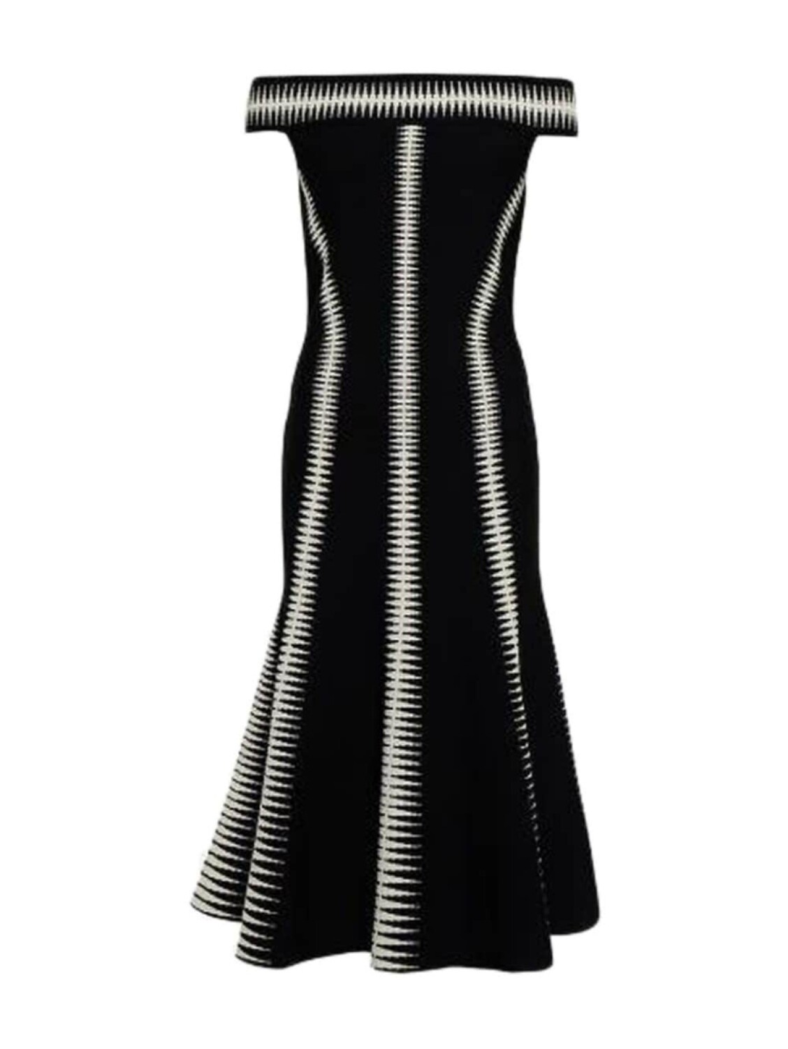 

Платье миди с открытыми плечами из жаккарда Alexander McQueen, черный