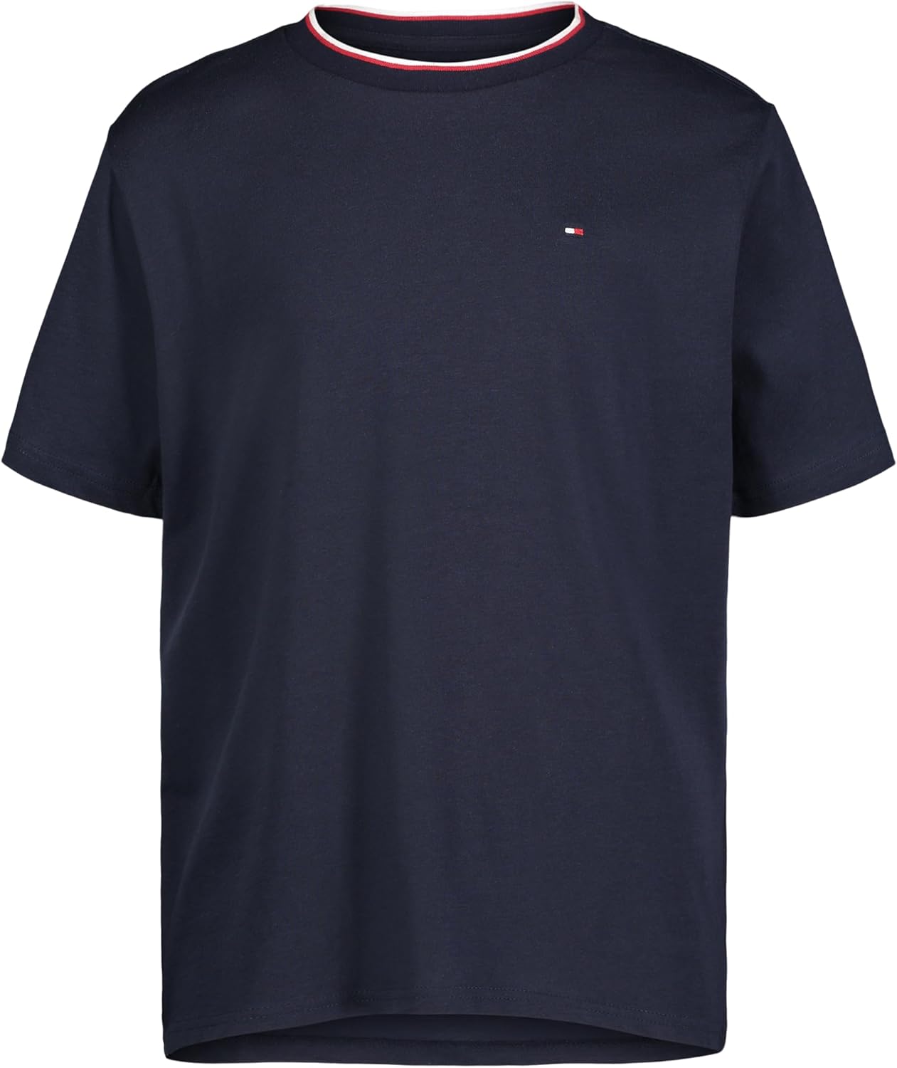 

Футболка Tommy Hilfiger YD Ringer с коротким рукавом и круглым вырезом для мальчиков, мягкая, удобная, свободного кроя, Navy Blazer, Синий, Футболка Tommy Hilfiger YD Ringer с коротким рукавом и круглым вырезом для мальчиков, мягкая, удобная, свободного к