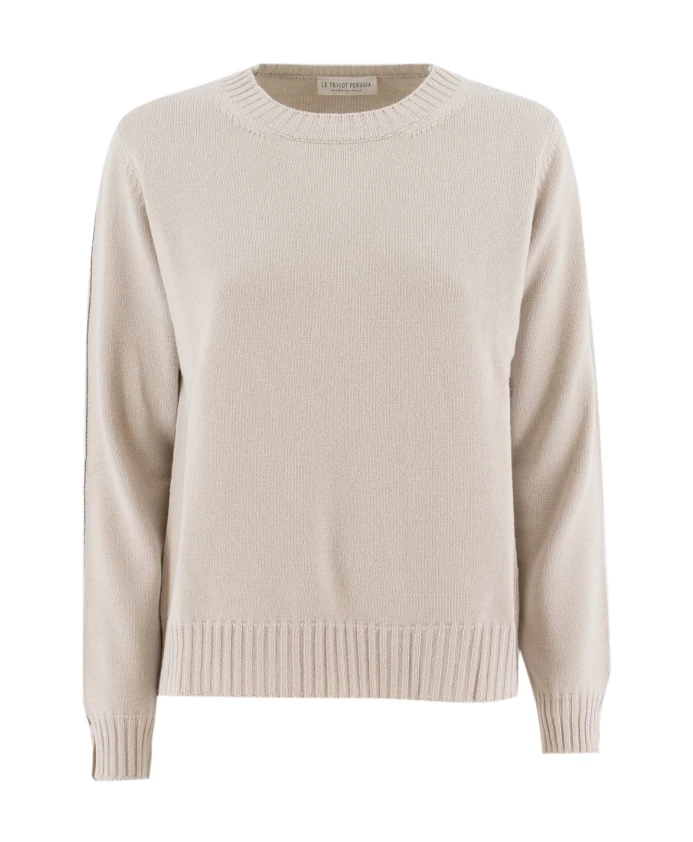 

Роскошный свитер из смеси шерсти и шелка. Le Tricot Perugia, бежевый