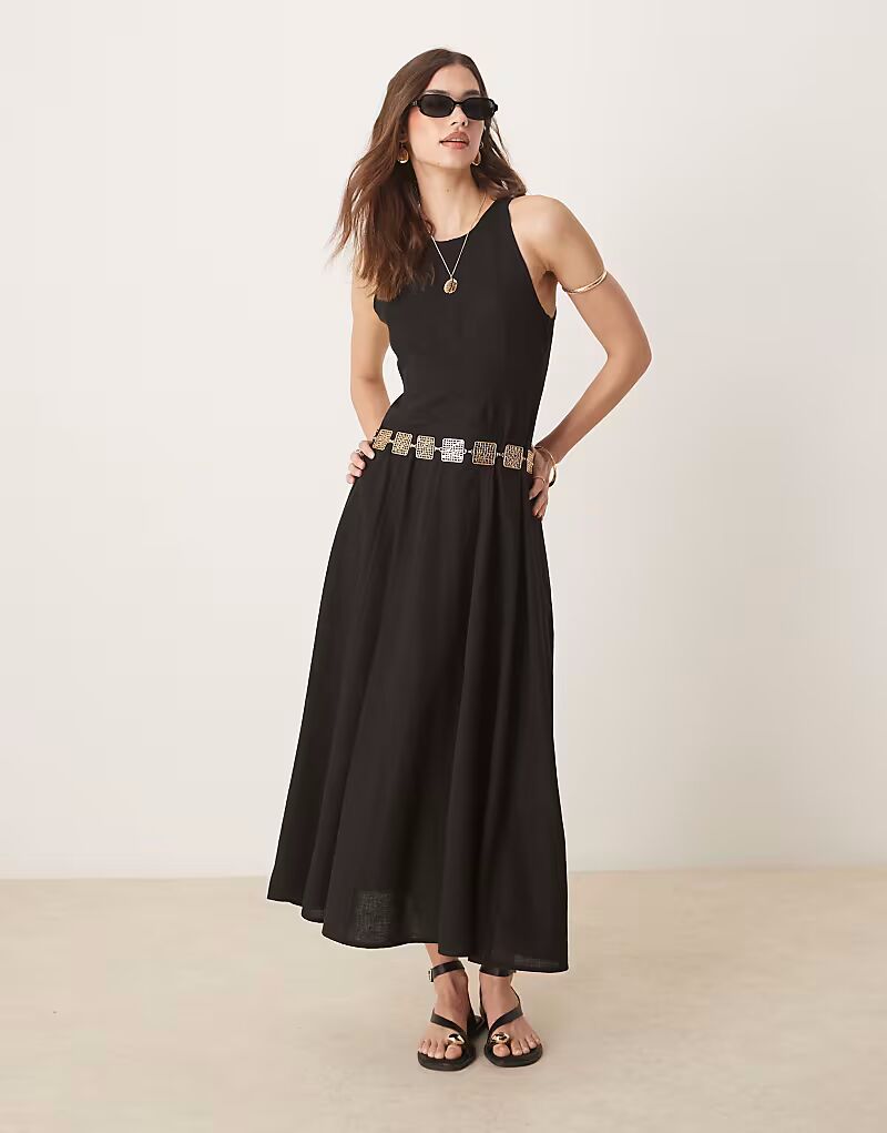 

Платье миди со швами ASOS DESIGN черного цвета