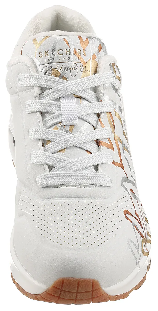 Кроссовки Skechers "UNO - METALLIC LOVE", с модным металлизированным принтом, повседневная обувь, полуботинки, туфли на шнуровке, цвет Weiß-Goldfarben — фото 4