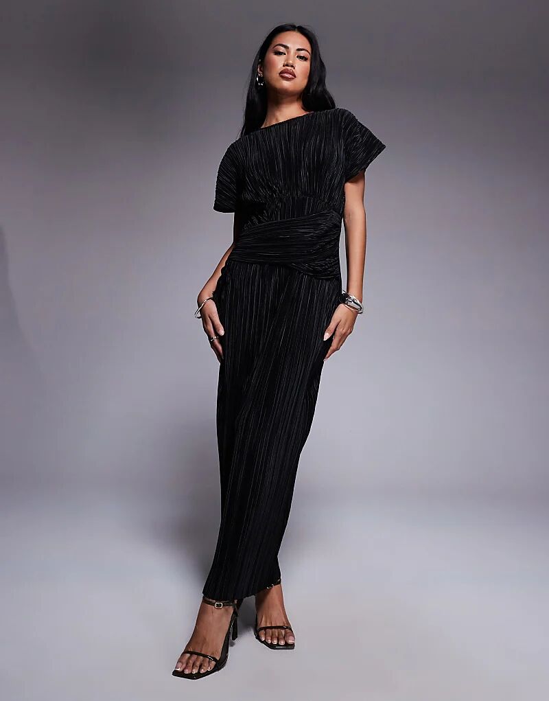 

Платье макси без рукавов с закрученным лифом ASOS DESIGN черного цвета