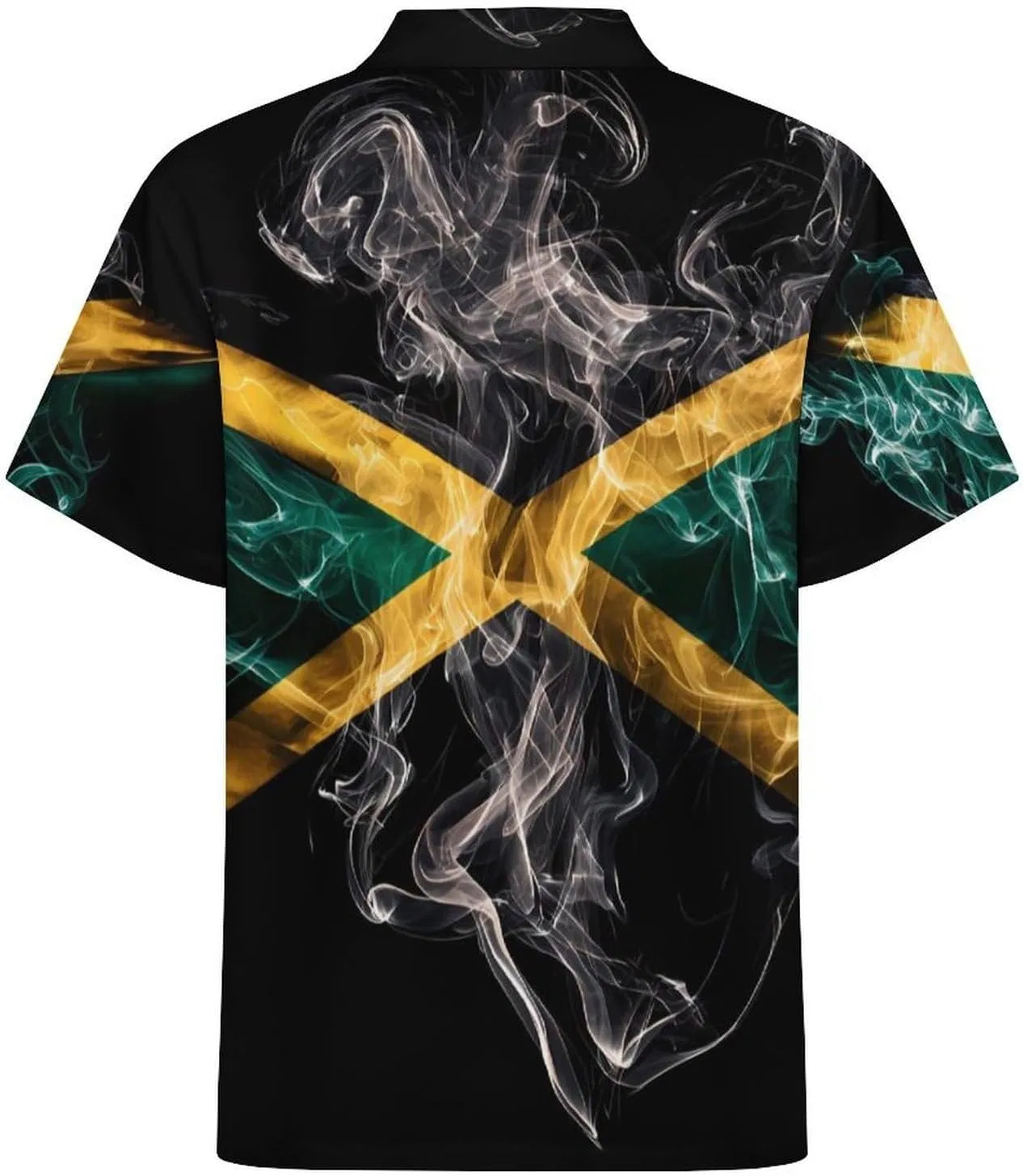 Мужская рубашка поло с принтом, Jamaican Flag Rasta Smoke, на молнии, с карманом, Style — фото 4
