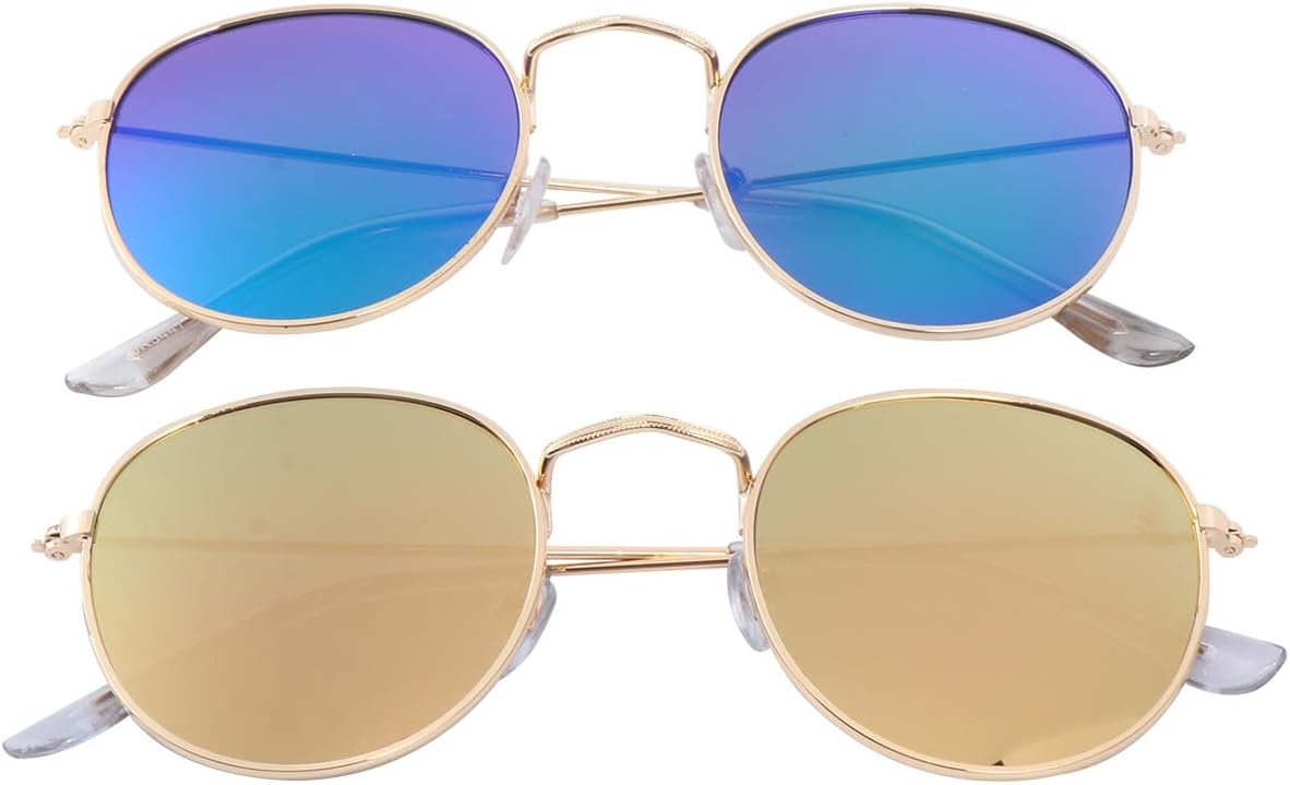 

2 ретро-солнцезащитные очки в круглой оправе, стильные линзы, легкие пляжные очки для женщин и мужчин, удобные мягкие носовые упоры ifundom, Assorted color - Material: Metal - Made of material