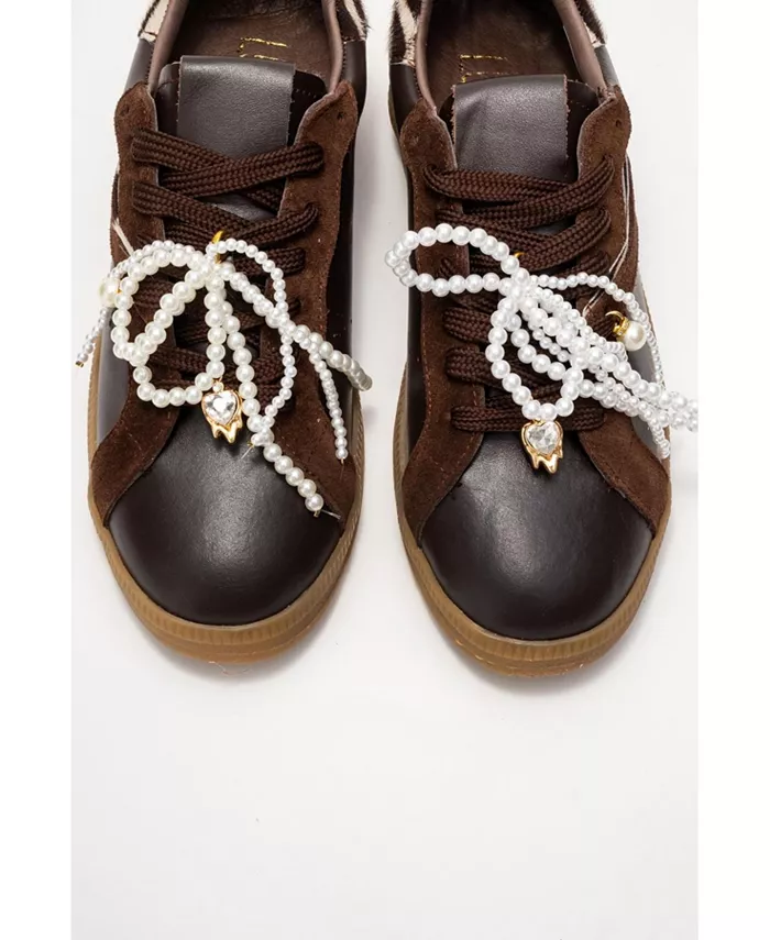 Кроссовки Taren Leather Pearl Buckle (женские) Forever & Always Shoes, коричневый — фото 4
