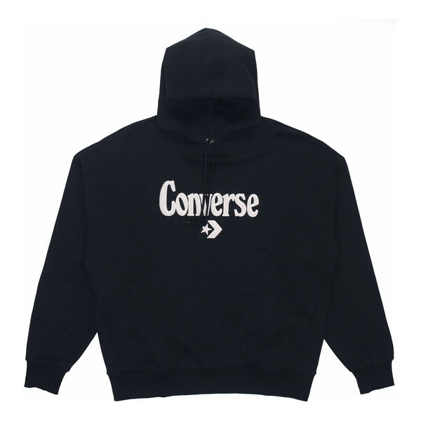 

Свитер logo embroidered loose fleece hoodie dark black Converse, черный