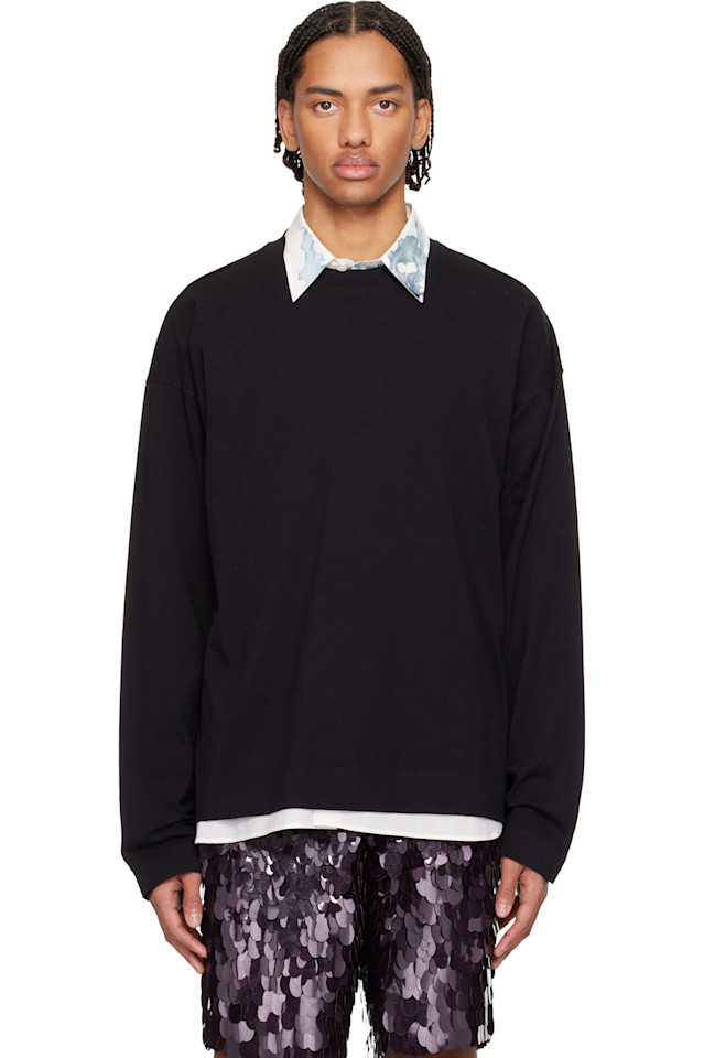 

Футболка со спущенными плечами Dries Van Noten, черный