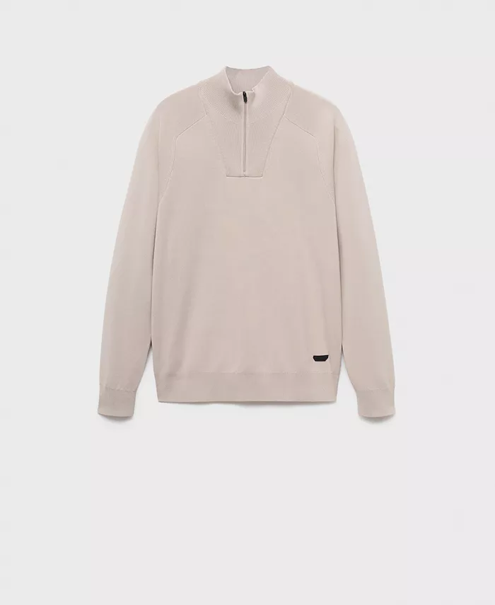 

Мужской дышащий свитер с молнией до горла Mango, белый