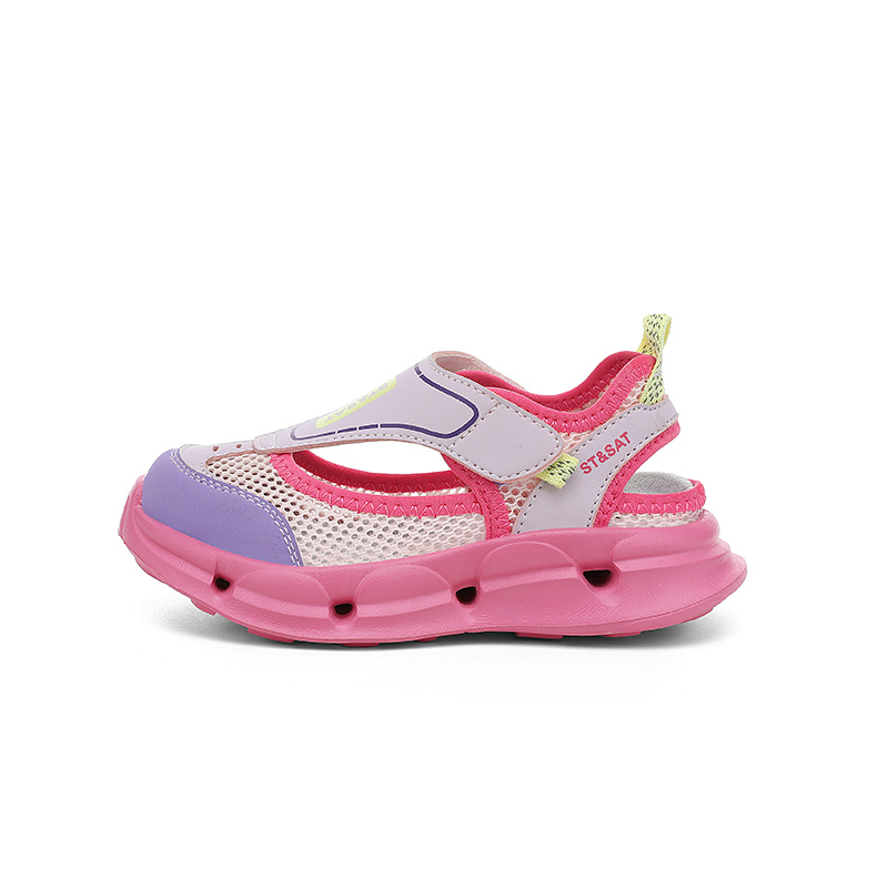 

Детские сандалии с низким верхом, дышащие, износостойкие, легкие, с амортизацией ST&SAT, розовый/фиолетовый