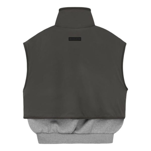 Жилет ss24 nylon fleece mockneck vest 'dark heather oatmeal ink' Fear Of God Essentials, черный — фото 2