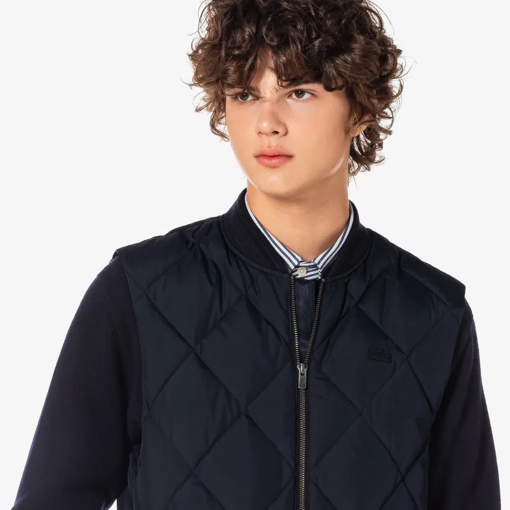 Мужской тёмно-синий стёганый пуховый жилет Lacoste — фото 2