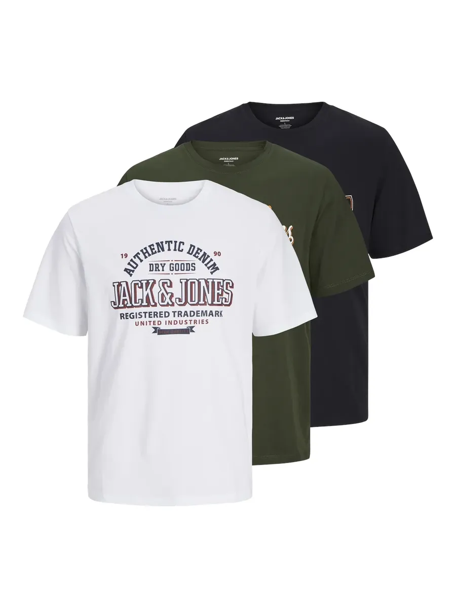 

Рубашка Jack & Jones с круглым вырезом "JJELOGO TEE SS O-NECK 2 COL AW24 3PK MP", белый