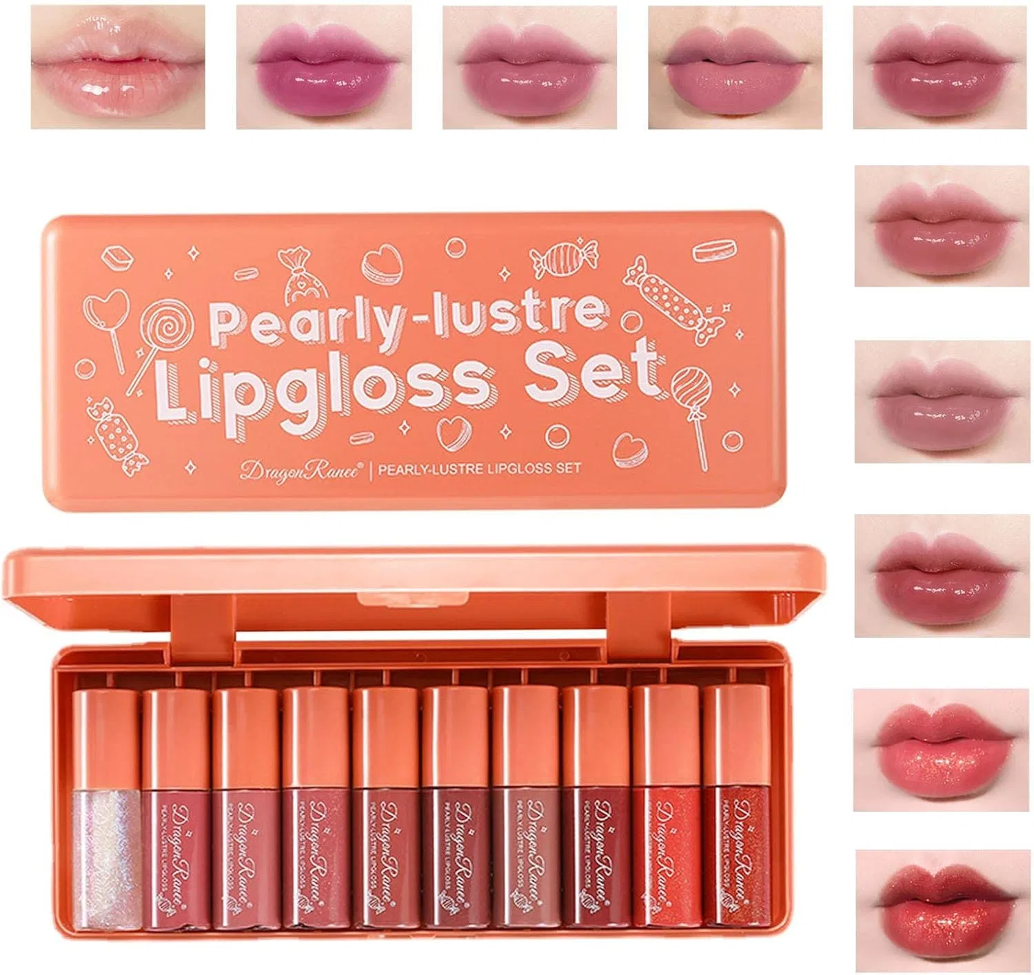 Набор блесков для губ Mini Lip Stain 3.5 г 10 шт оранжевый MIYOYO