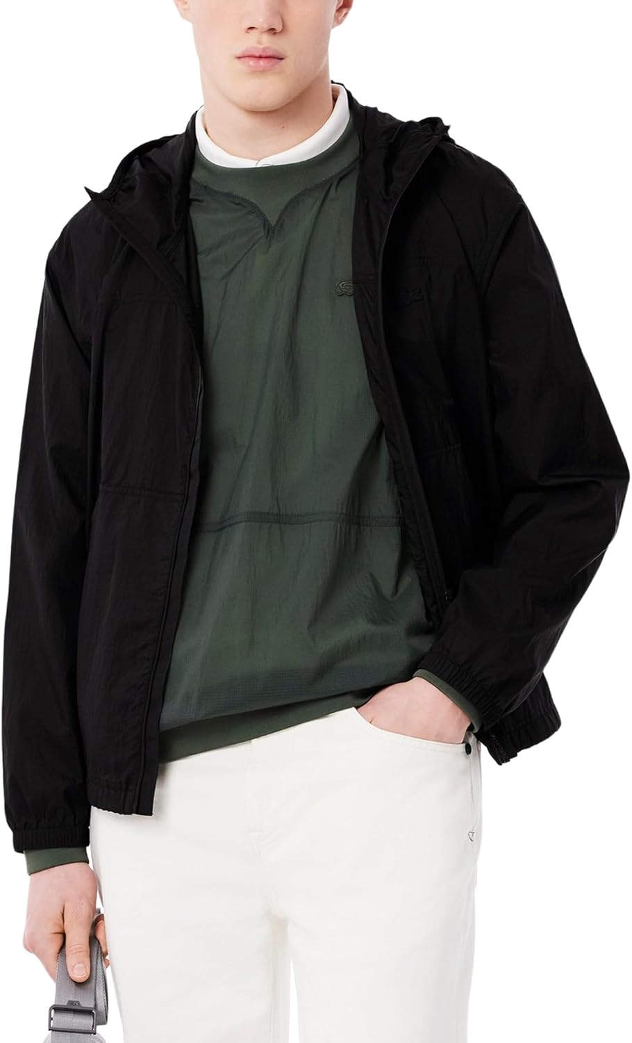 

Мужская куртка Lacoste из водоотталкивающего нейлона, складывающаяся, Black