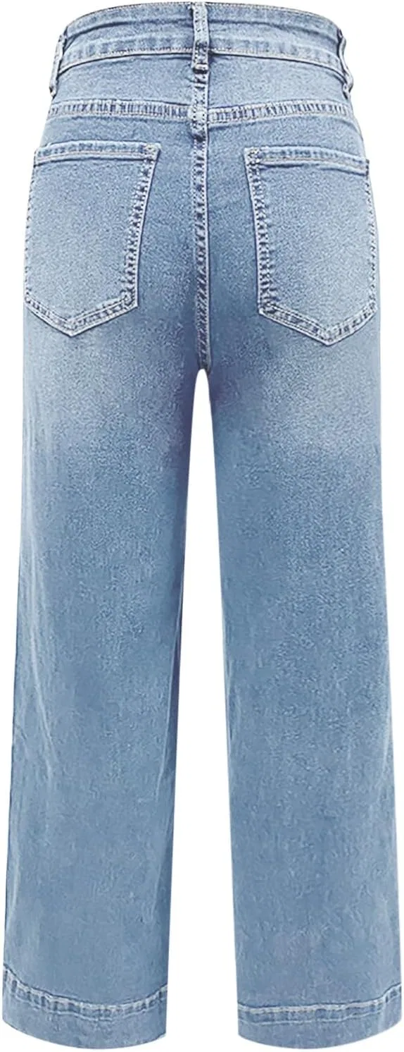 Джинсы с широкой штаниной, джинсы, C-light Blue — фото 3