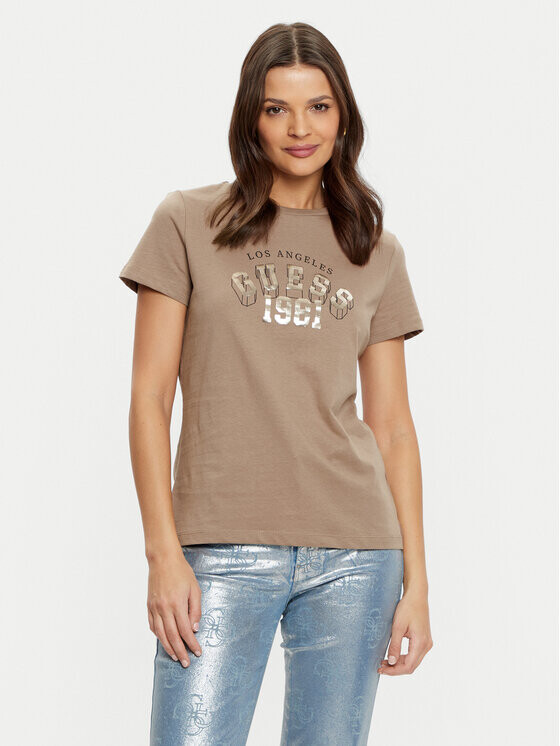 

Футболка стандартного кроя Guess, коричневый