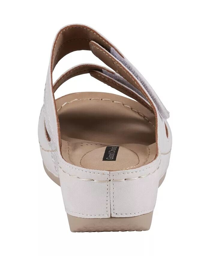 Женские босоножки на танкетке с двумя ремешками Havana GC Shoes, белый — фото 3