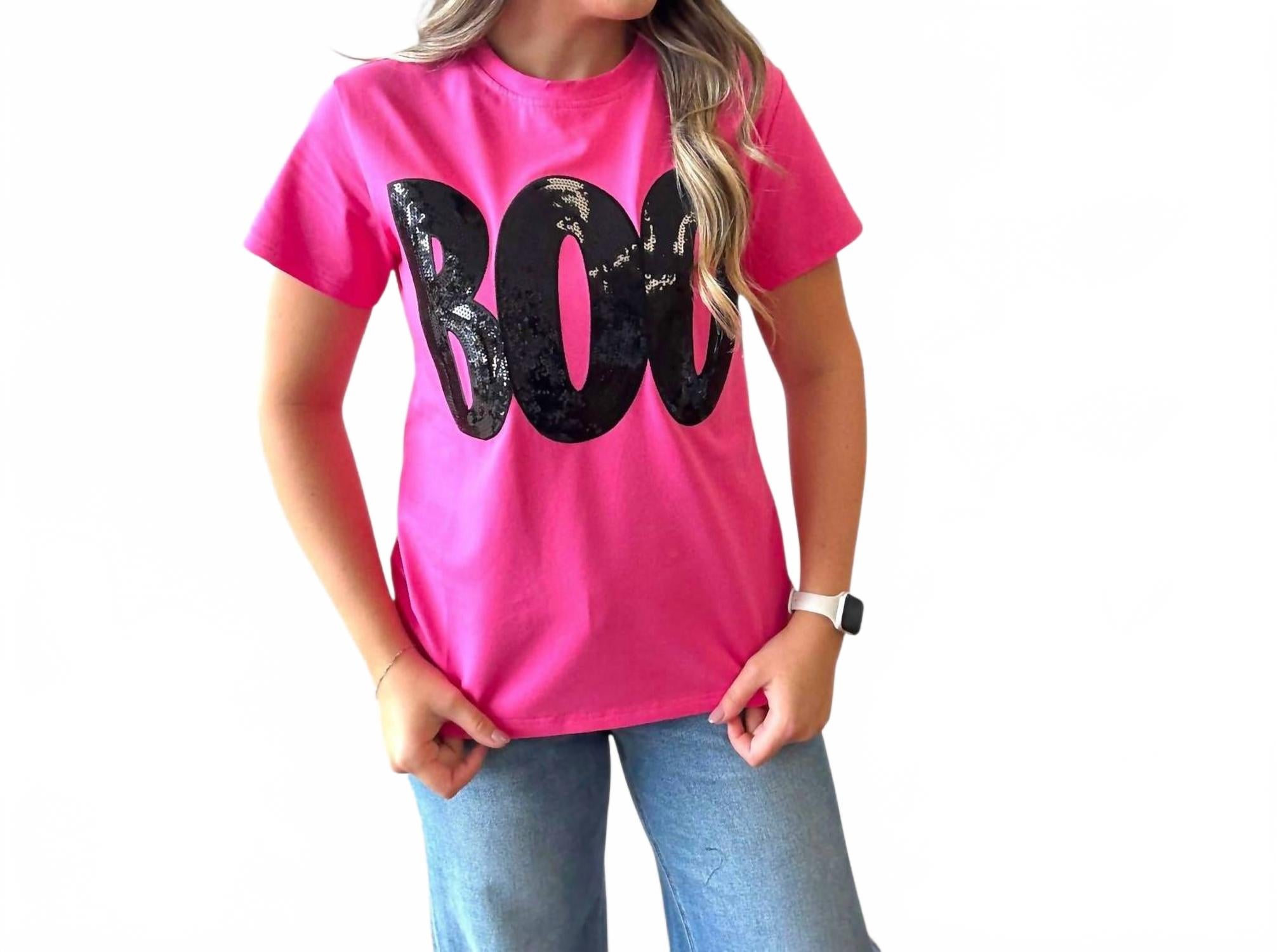 

Футболка Boo в ярко-розовом цвете Belle Cher, розовый