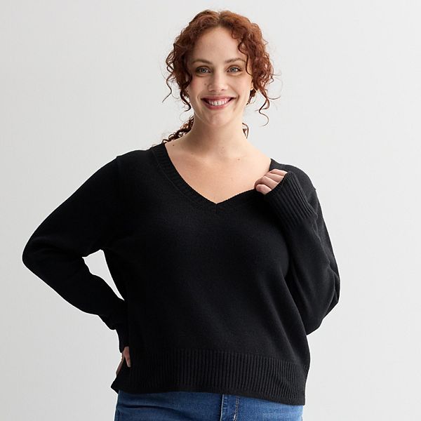 

Свитер V-образным вырезом Plus size Sonoma Goods For Life, Pitch Black