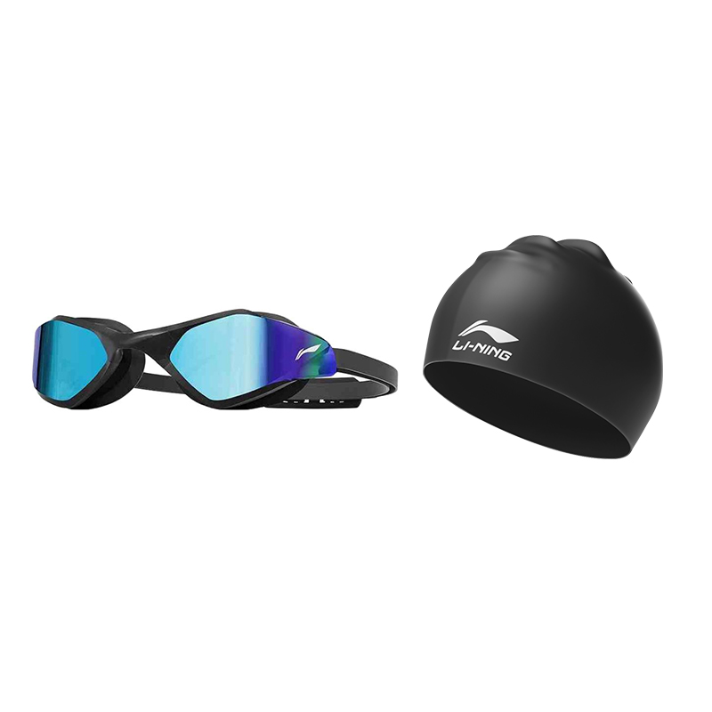 

Электролитизированные плавательные очки с набором шапочек и кепок Unisex, несколько цветов LINING, черный