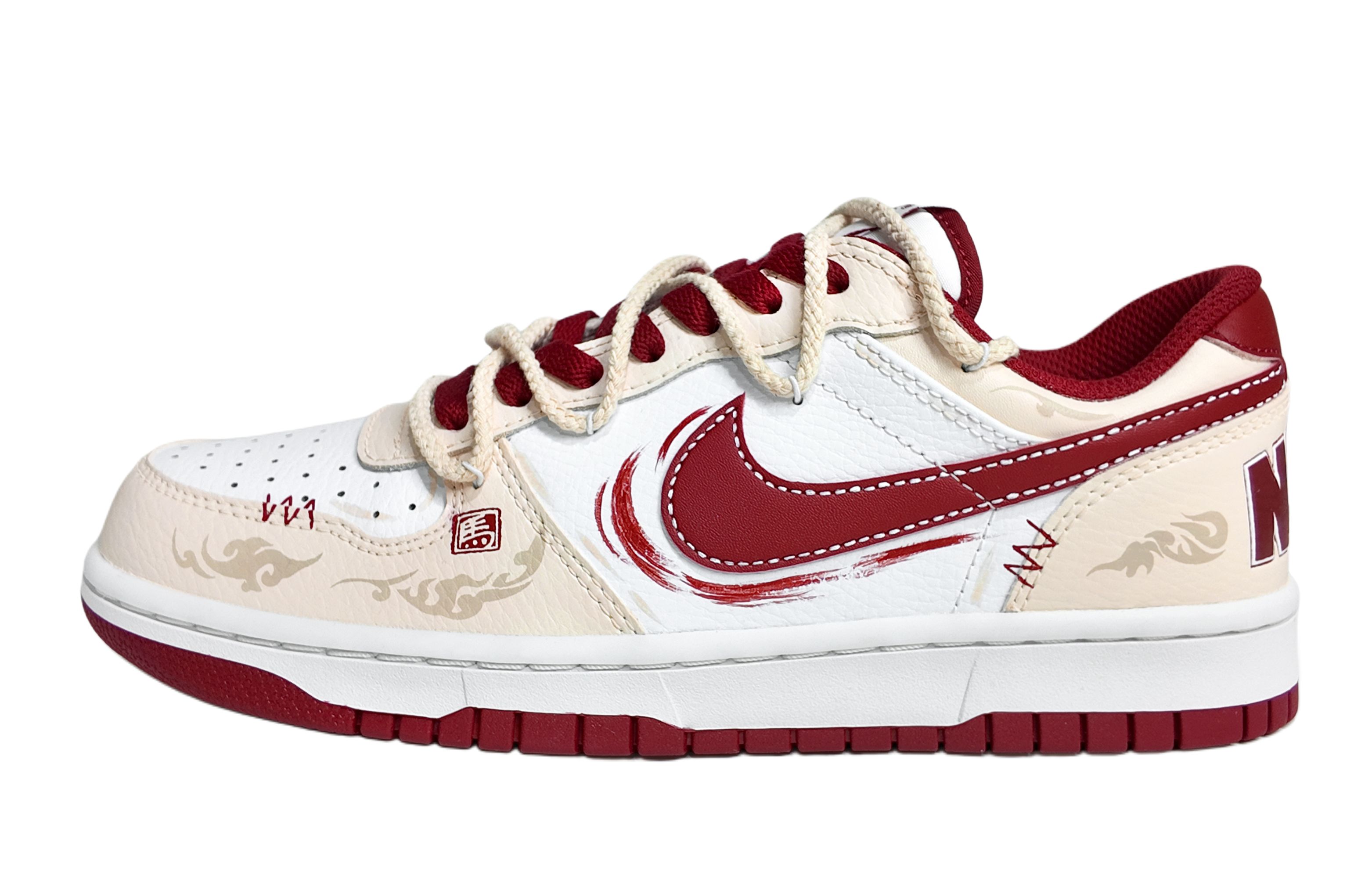 Nike Big 811 Manufacturing, Tianma Sends Blessings, Special Shoe Box, низкие кеды для скейтбординга, мужские, бежевый белый красный — фото 3