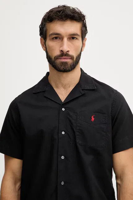 Рубашка хлопковая Polo Ralph Lauren, черный — фото 4