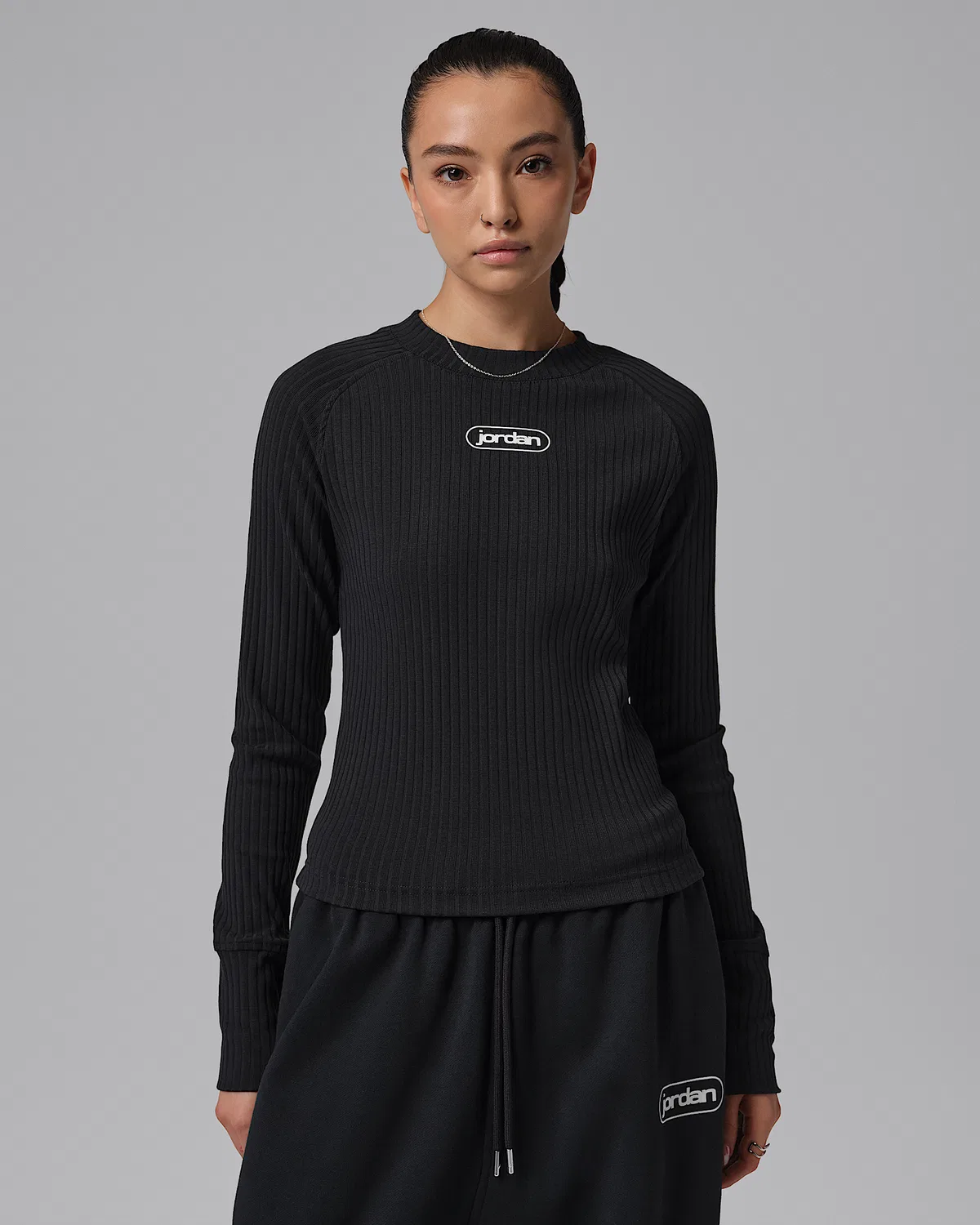 Женская футболка с длинным рукавом Jordan Flight, Black/Sail