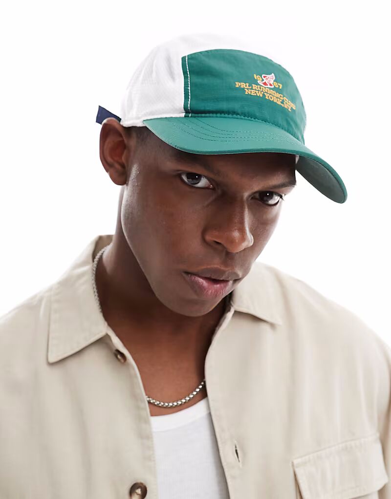 

Кепка Polo Ralph Lauren Run Club из нейлона и рипстопа с логотипом P-wing, 5 панелей, темно-зеленого цвета