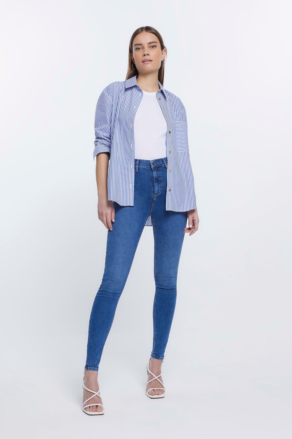 

Джеггинсы с высокой талией River Island, синий