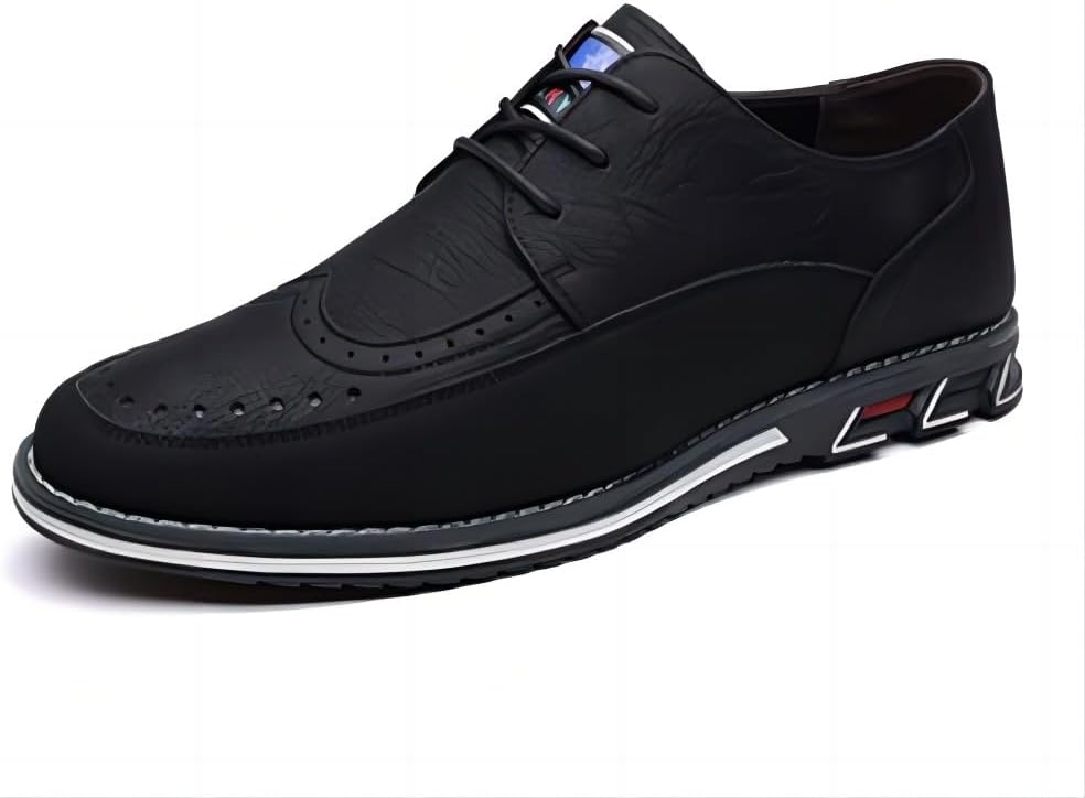 

Мужские повседневные оксфорды для бизнеса, модные кожаные туфли, комфортные для ходьбы, классические, с регулируемой посадкой Asifn, черный