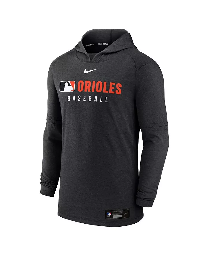 Мужская толстовка с капюшоном Heather Black из коллекции Authentic Collection Baltimore Orioles, трикотаж Performance Tri-Blend Nike — фото 3